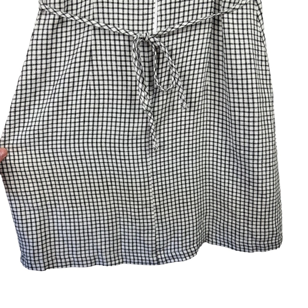 Abercrombie & Fitch Sz S Black White Check Linen Blend Mini Dress w/ Hair Tie - Picture 11 of 15